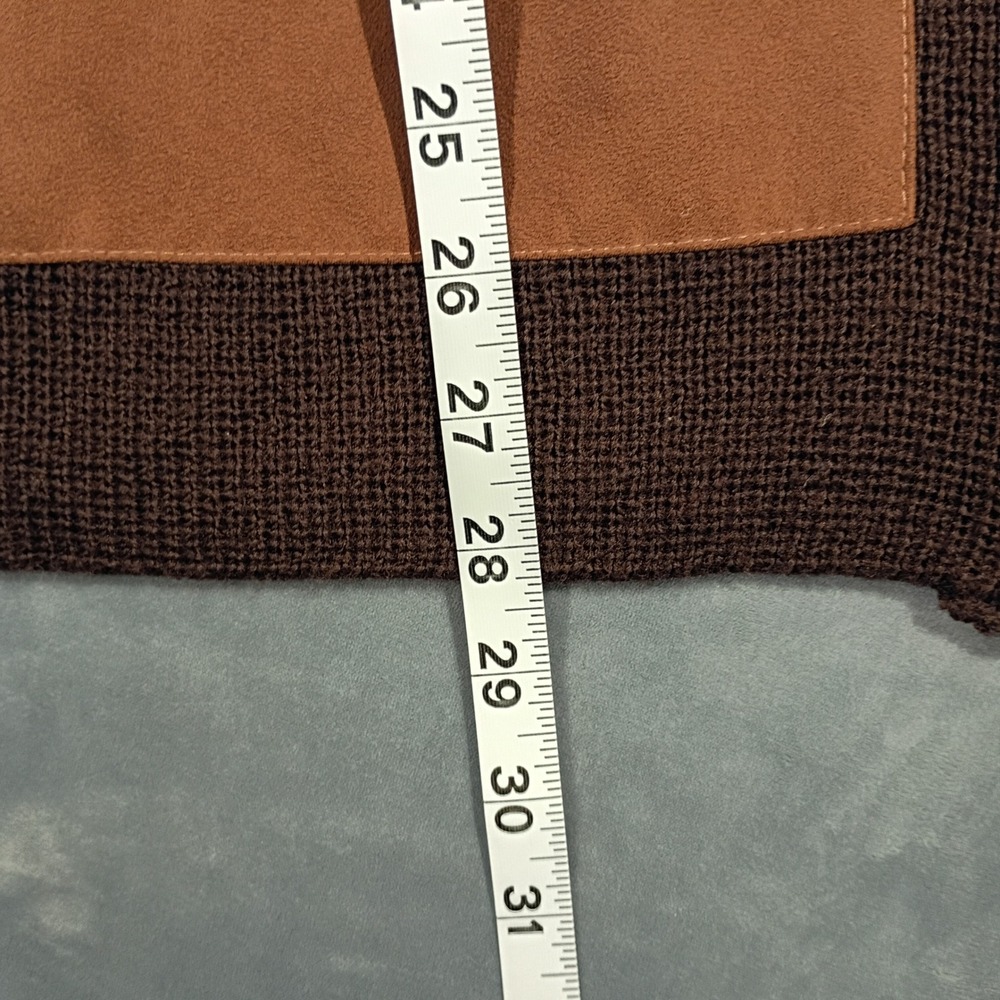Jaclyn Smith Classic Plus Brown Faux Suede Front Zip Wool Blend Sweater 1X - Picture 5 of 8